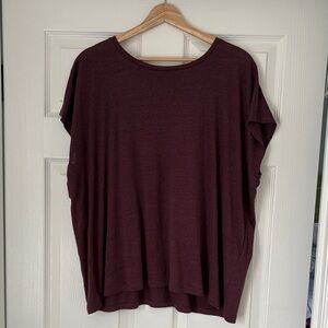 Eileen Fisher Deep Burgundy Short Sleeve Top
